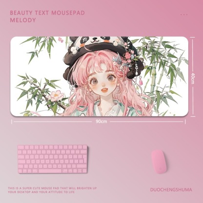 可愛卡通女孩電競超大遊戲加厚防滑鼠標墊
