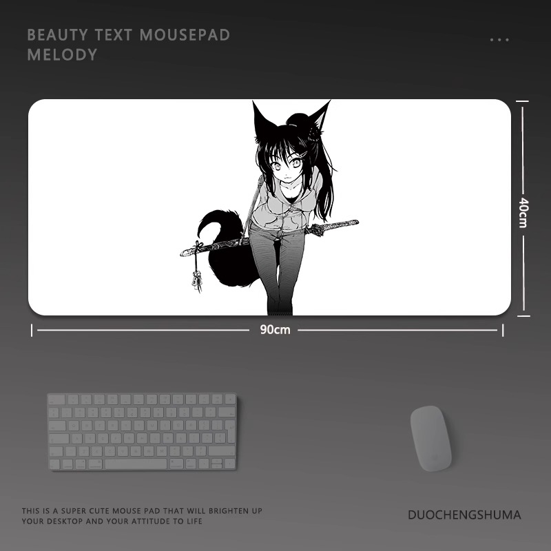 黑白動漫電競超大遊戲加厚防滑鼠標墊