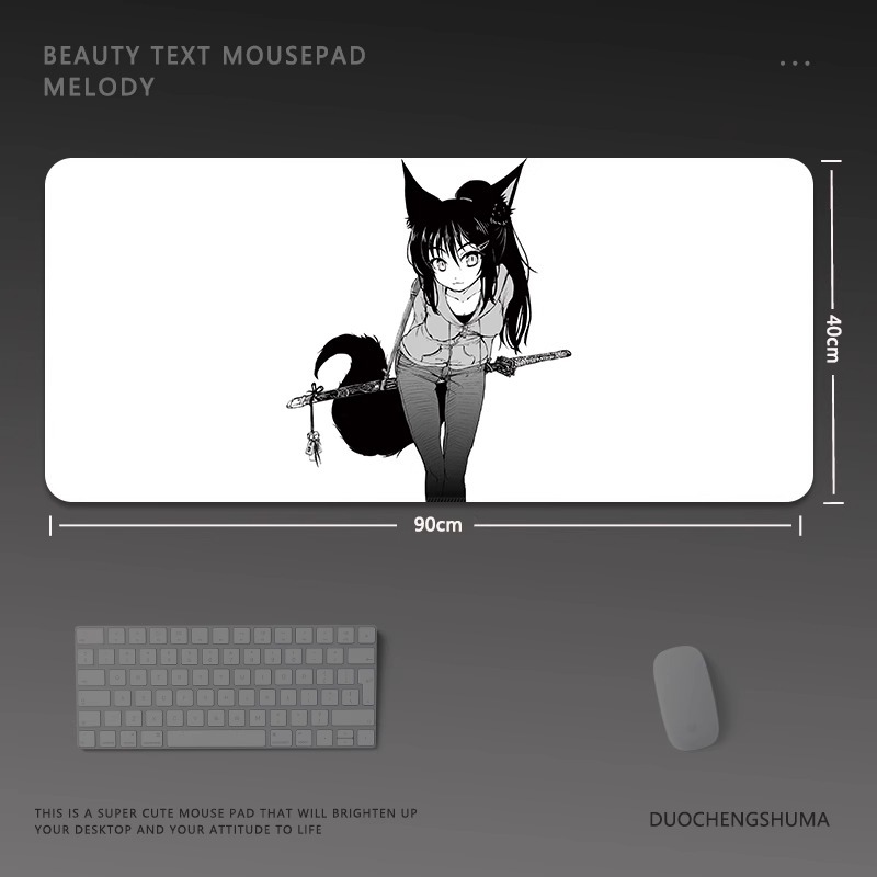 黑白動漫電競超大遊戲加厚防滑鼠標墊