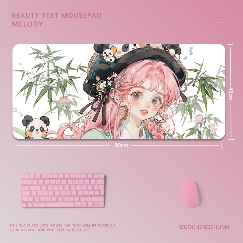 可愛卡通女孩電競超大遊戲加厚防滑鼠標墊