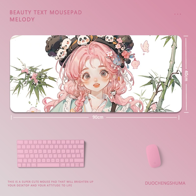 可愛卡通女孩電競超大遊戲加厚防滑鼠標墊
