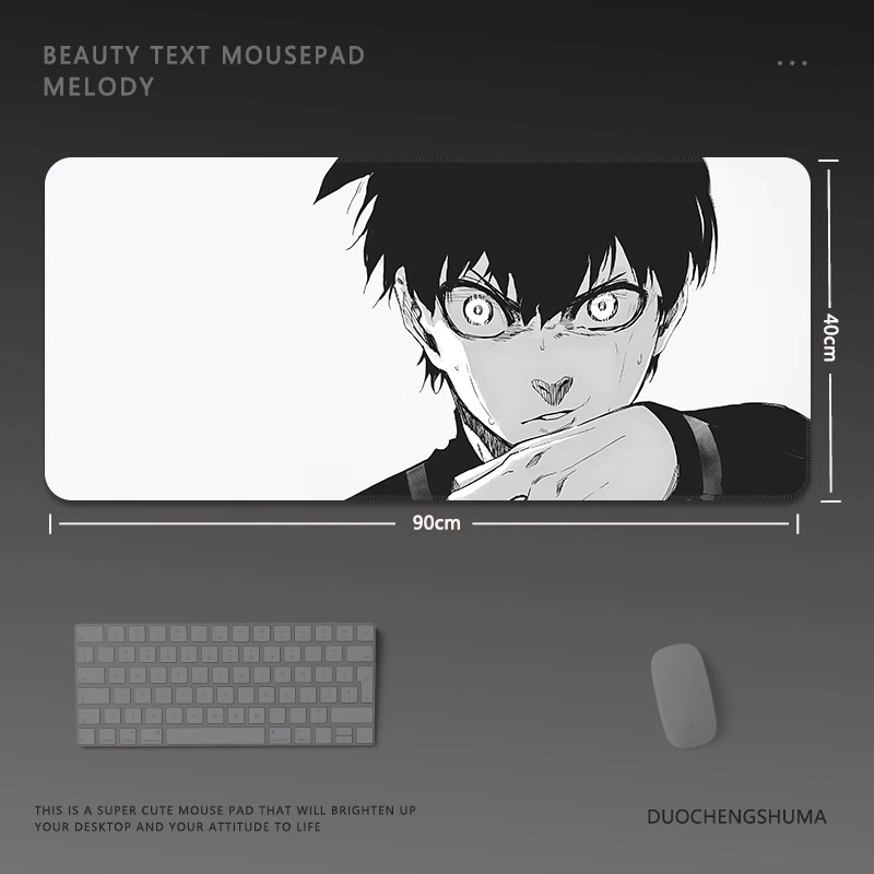 黑白動漫電競超大遊戲加厚防滑鼠標墊