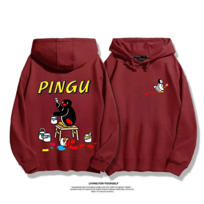 企鵝Pingu 2025秋冬新款 親子情侶男女連帽衛衣