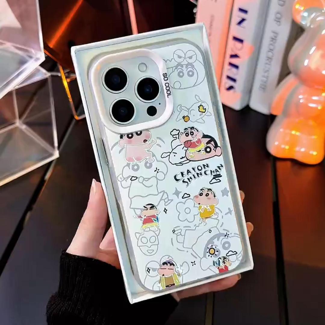 蠟筆小新彩銀線條漸變防摔手機殼