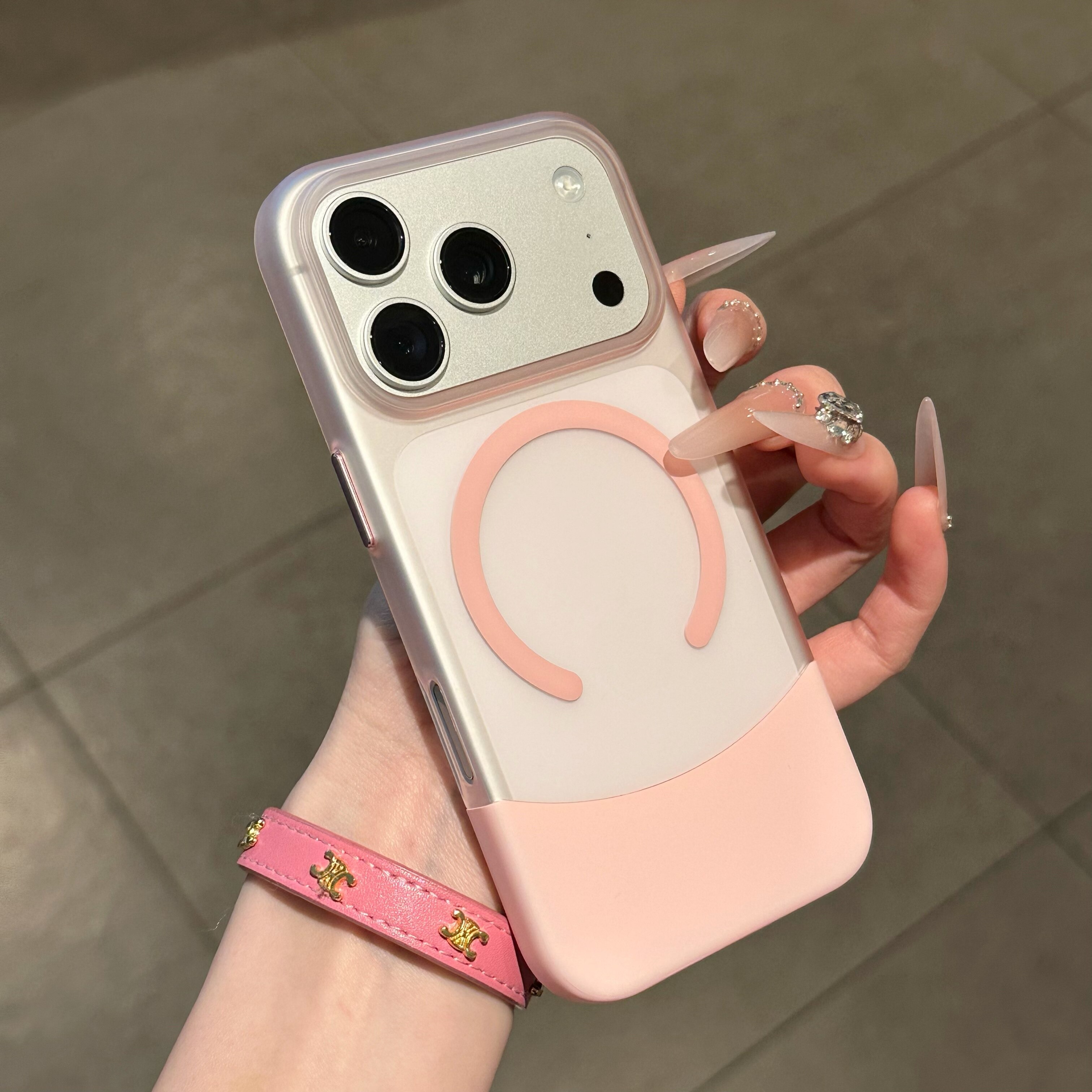 IPhone系列 高級感磨砂膚感上下拼接Magsafe磁吸手機殼