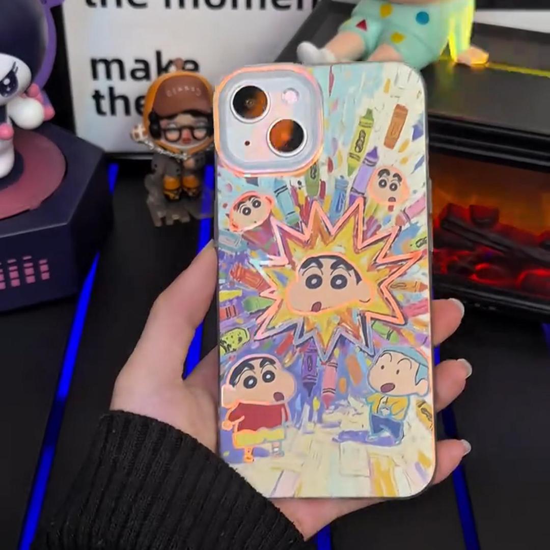 蠟筆小新 極光金漸變手機殼