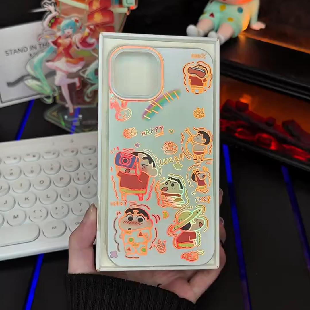 蠟筆小新 極光金漸變手機殼