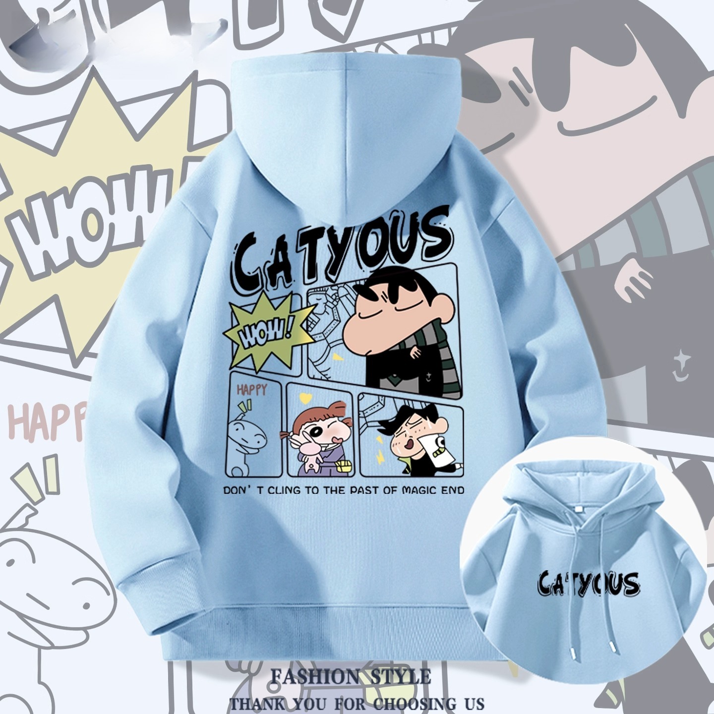 蠟筆小新聯名衛衣2025秋冬新款親子情侶裝連帽衛衣