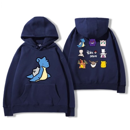 寶可夢聯名衛衣2024秋冬新款親子情侶裝薄絨款連帽衛衣