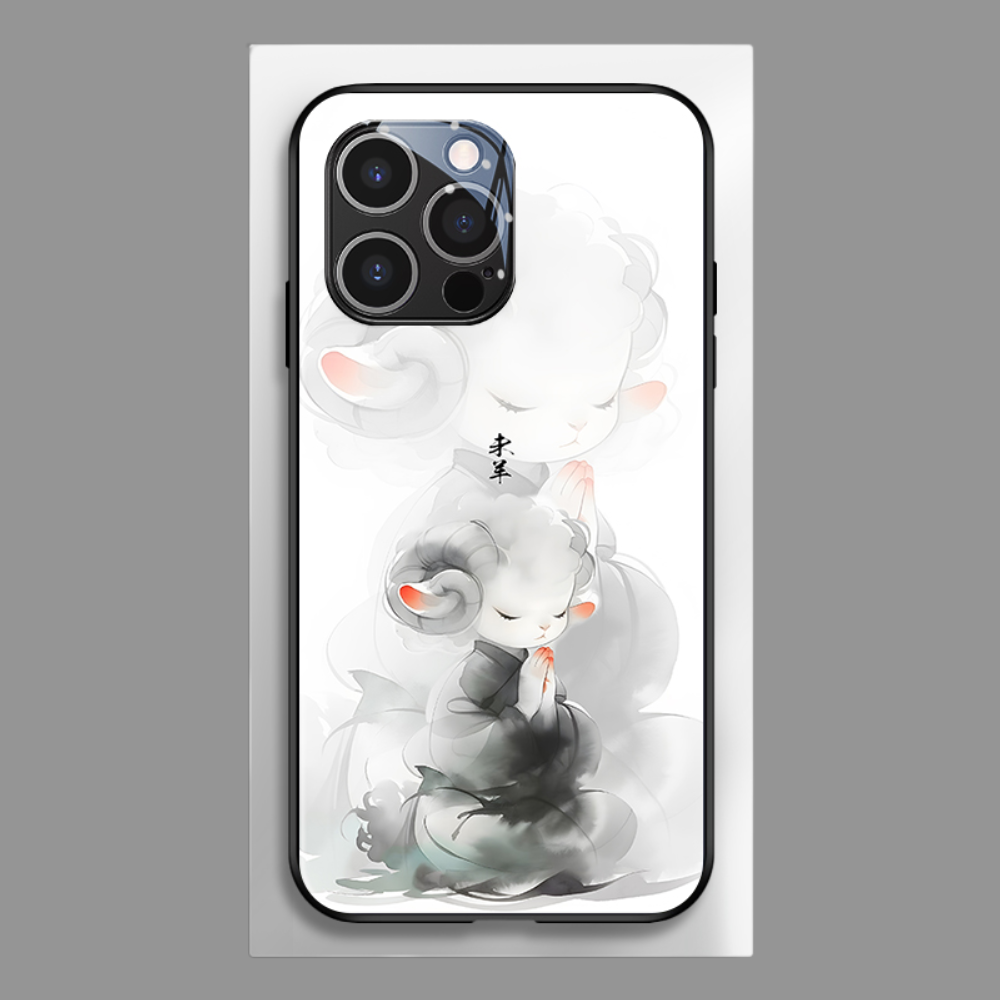 水墨十二生肖新款高清全包防摔玻璃殼