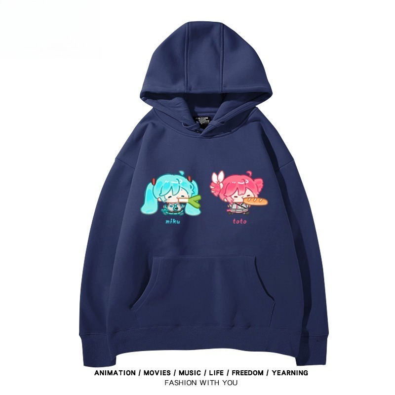 初音未來X重音Teto新款 親子情侶男女連帽衛衣