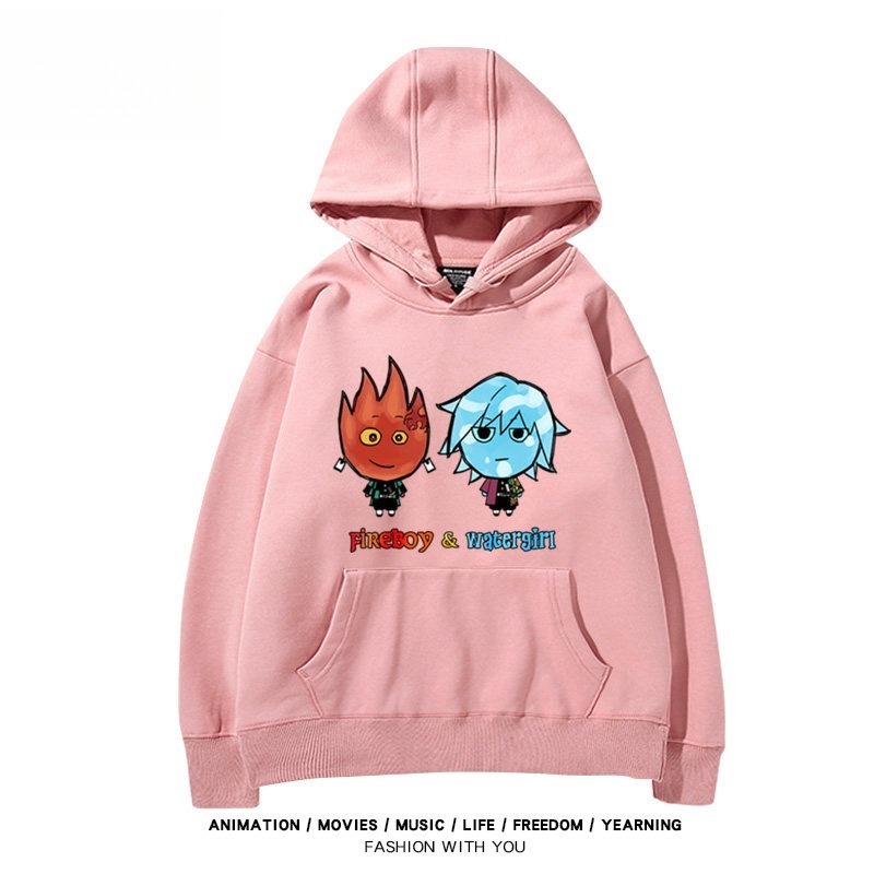 鬼滅之刃炭治郎義勇聯動森林冰火人衛衣新款 親子情侶裝連帽衛衣