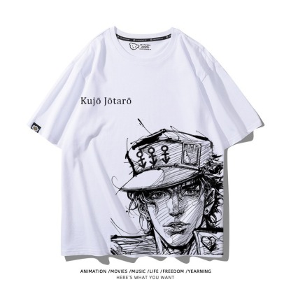 JOJO的奇妙冒險飆馬野郎周邊 男女同款親子情侶 印花短袖T恤