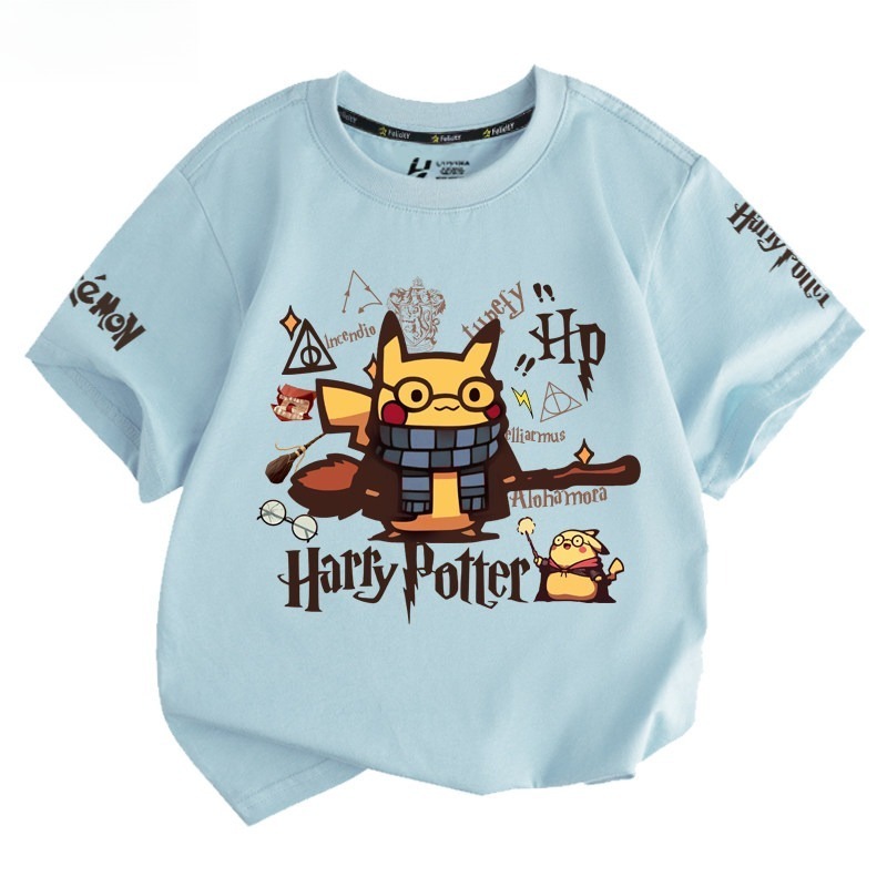 皮卡丘X哈利波特 2026親子情侶男女同款 印花短袖T恤