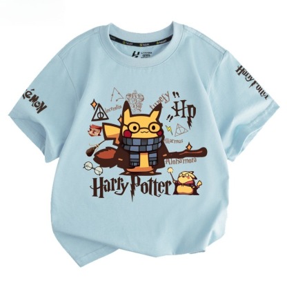 皮卡丘X哈利波特 2026親子情侶男女同款 印花短袖T恤