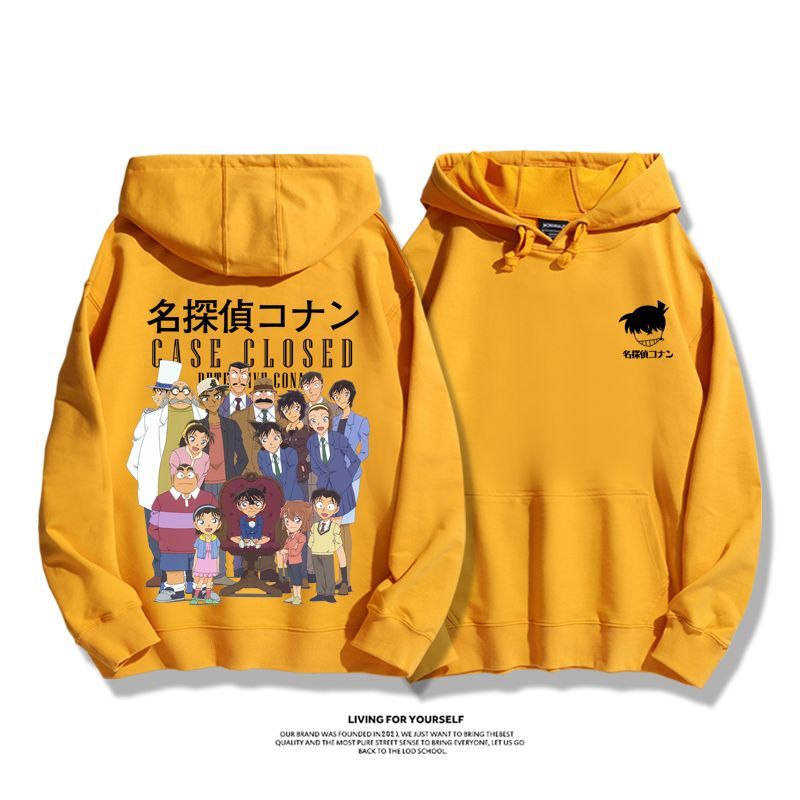 名偵探柯南聯名衛衣2024秋冬新款親子情侶裝薄絨款連帽衛衣