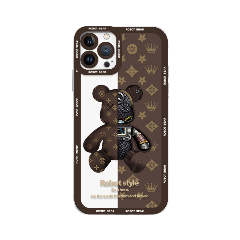 蘋果 系列歐美潮牌暴力熊天使眼透明防摔軟殼