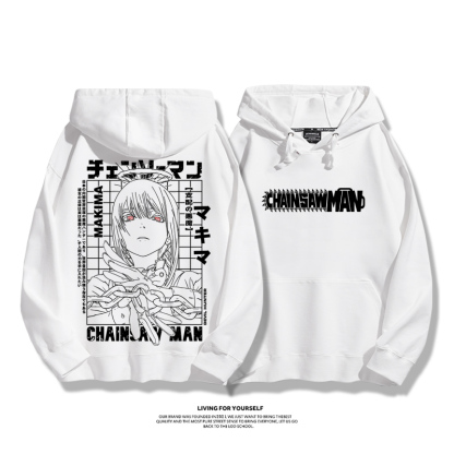 鏈鋸人瑪奇瑪2023秋冬新款親子情侶裝薄絨款連帽衛衣