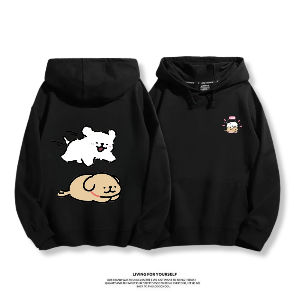 線條小狗 2025秋冬新款 親子情侶男女連帽衛衣