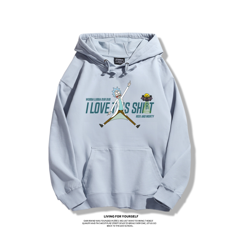 瑞克和莫蒂聯名衛衣2023秋冬新款親子情侶裝薄絨款連帽衛衣