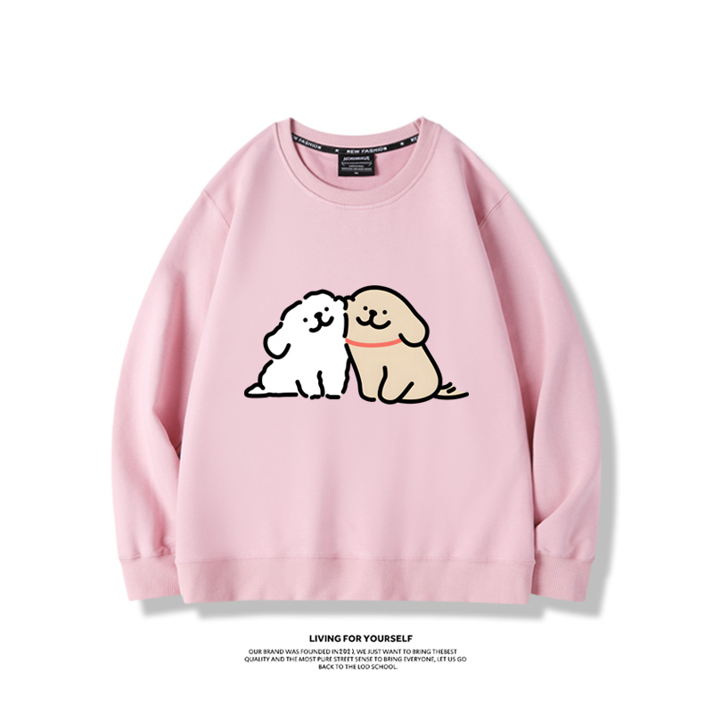 線條小狗2023親子情侶裝 圓領長袖