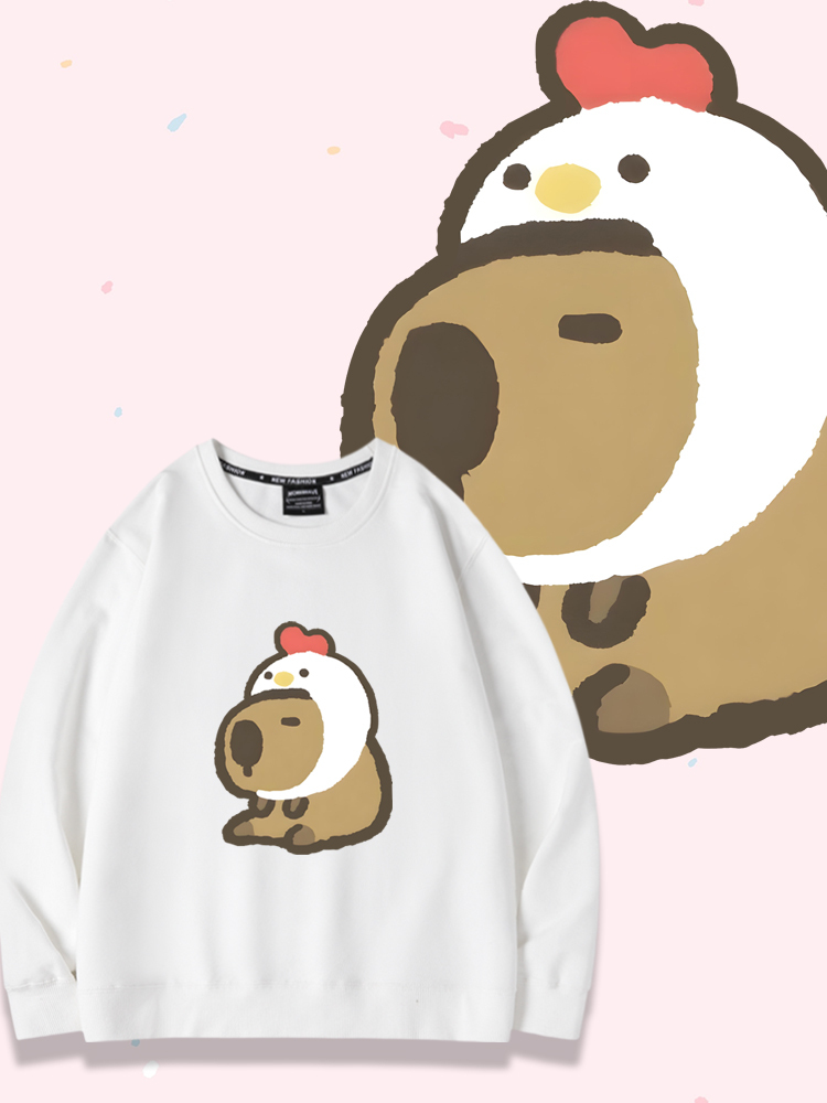 卡皮巴拉水豚2024親子情侶裝 圓領長袖