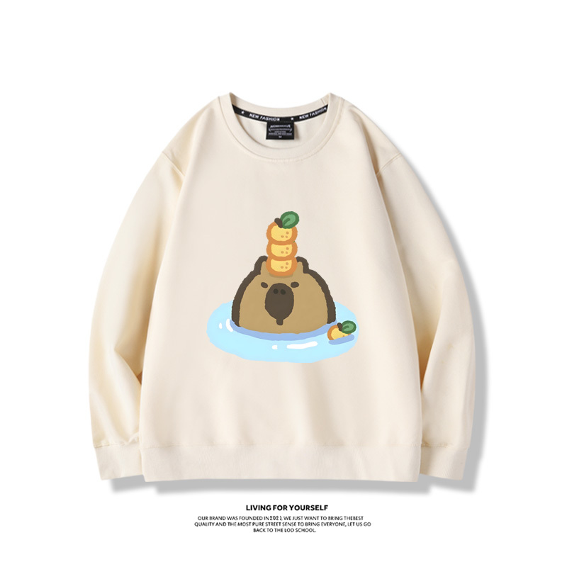 卡皮巴拉水豚2024親子情侶裝 圓領長袖