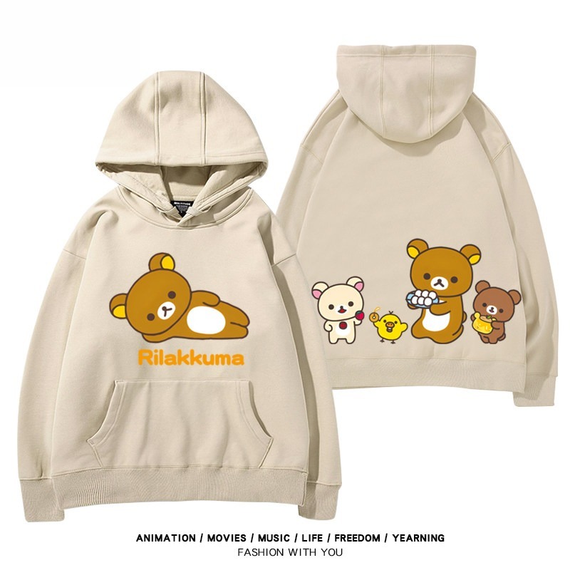 日系拉拉熊 聯名衛衣新款 親子情侶裝連帽衛衣