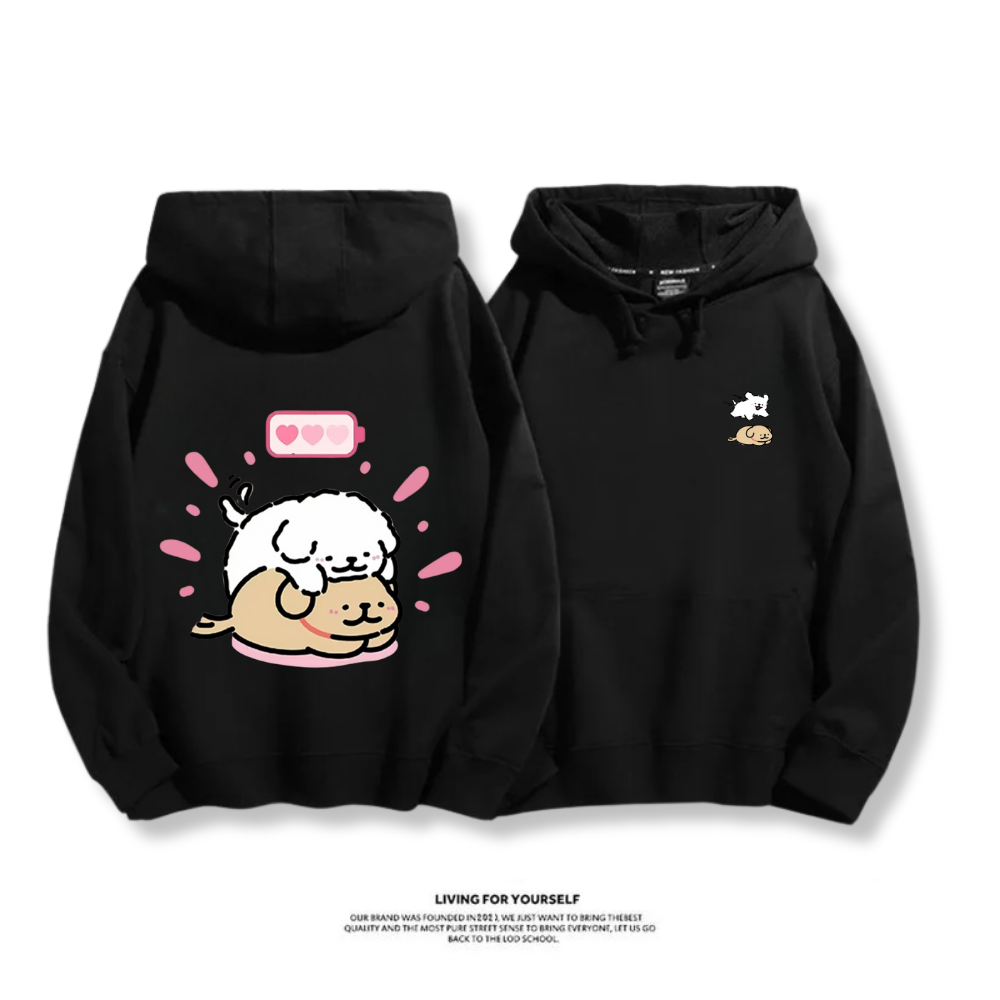線條小狗 2025秋冬新款 親子情侶男女連帽衛衣