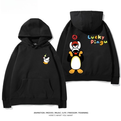 企鵝Pingu 秋冬新款 親子情侶男女連帽衛衣