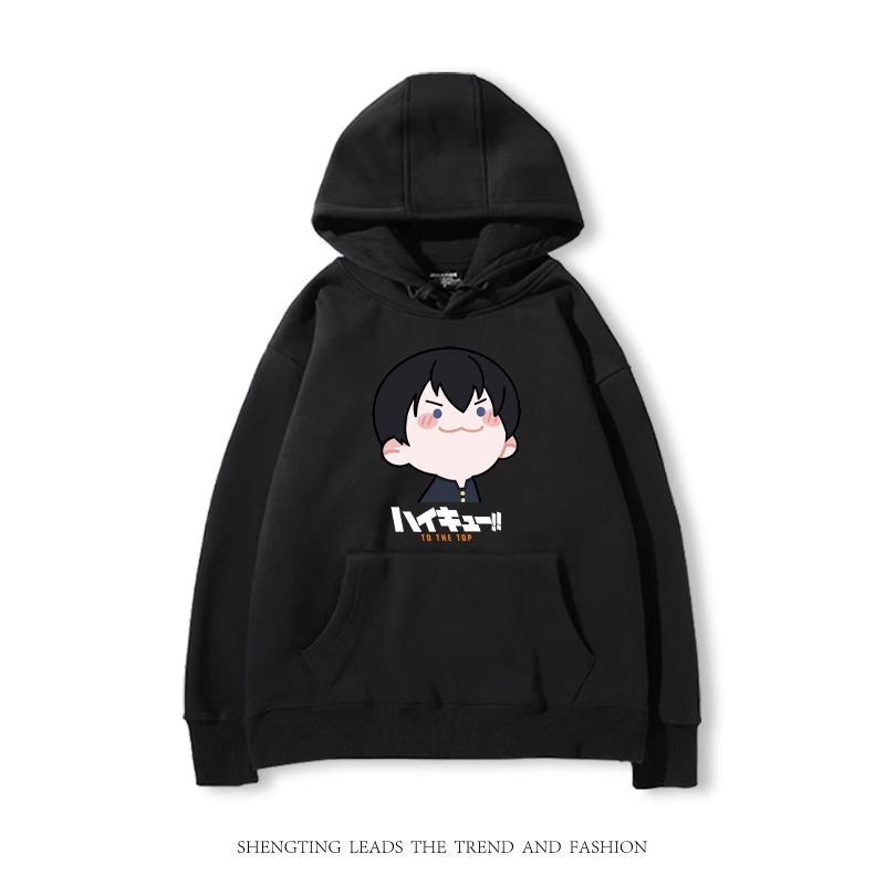 排球少年聯名衛衣2024秋冬新款親子情侶裝薄絨款連帽衛衣