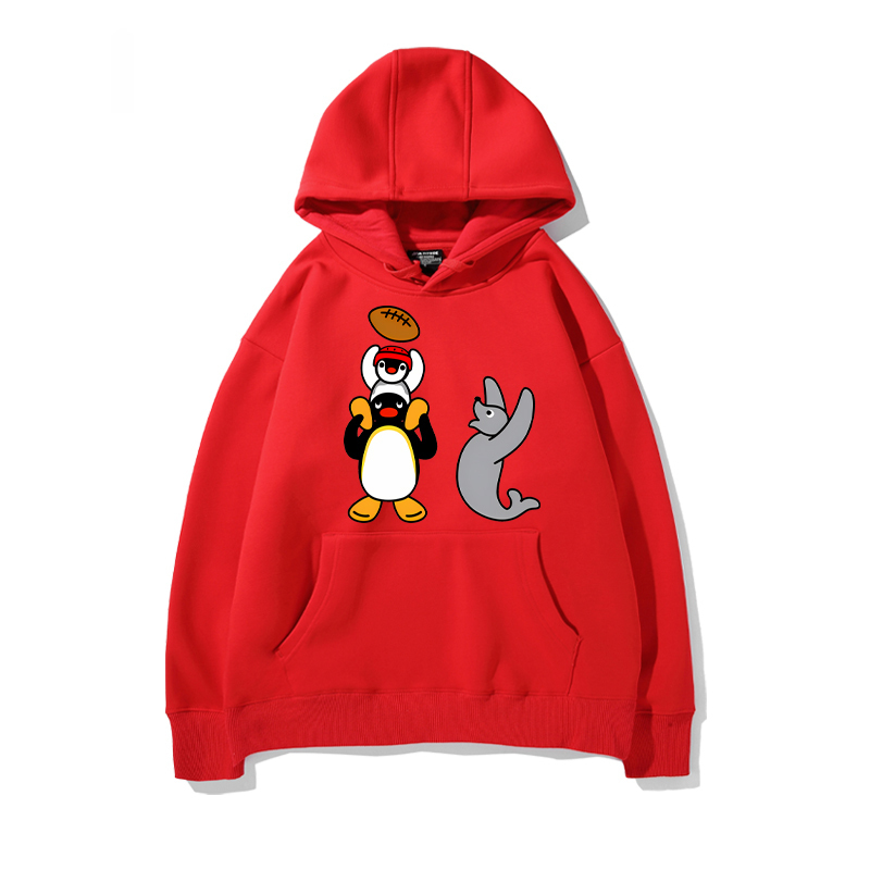 企鵝家族PINGU 聯名衛衣2024秋冬新款親子情侶裝薄絨款連帽衛衣