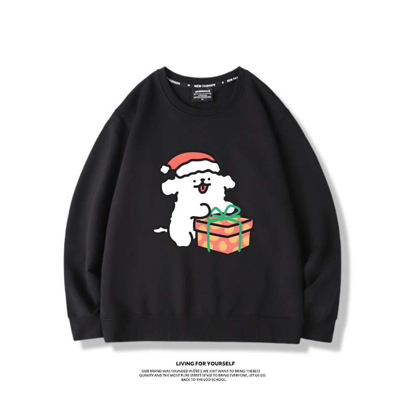 線條小狗聯名聖誕2023親子情侶裝 圓領長袖
