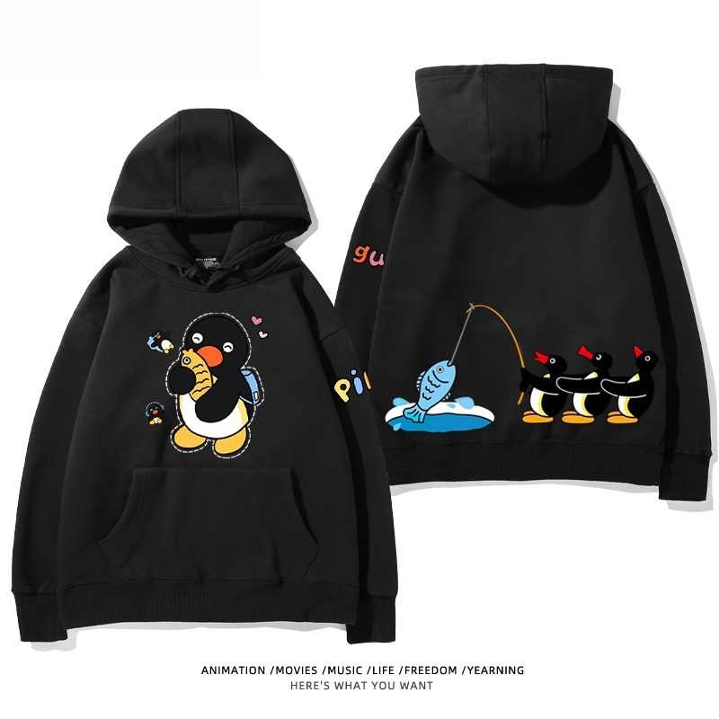 企鵝Pingu 秋冬新款 親子情侶男女連帽衛衣