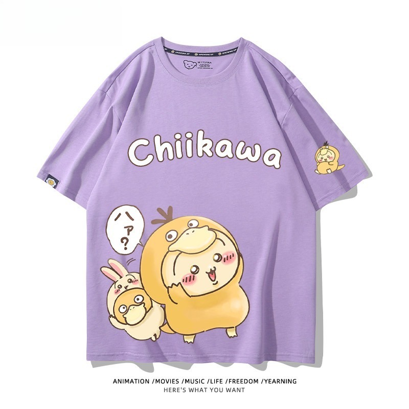 Chiikawa X 寶可夢 2026親子情侶男女同款 印花短袖T恤