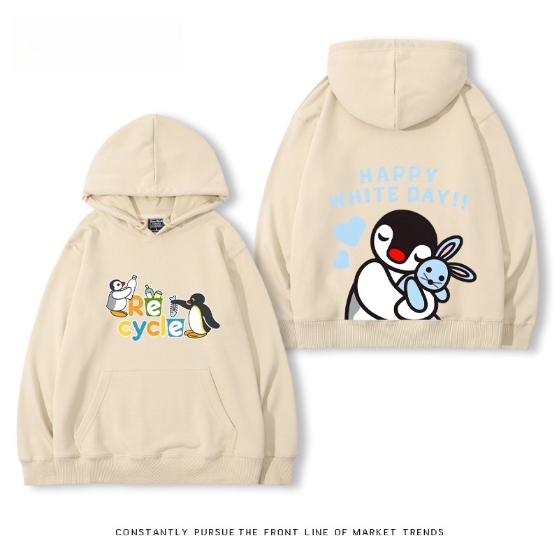 企鵝Pingu 秋冬新款 親子情侶男女連帽衛衣