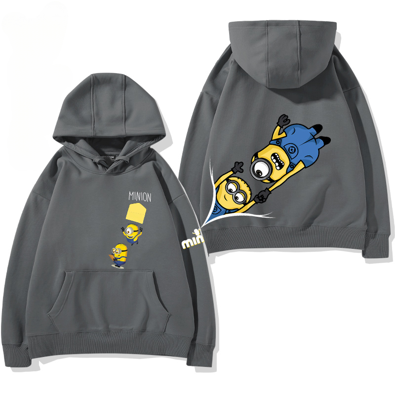 小黃人 聯名衛衣2024秋冬新款親子情侶裝薄絨款連帽衛衣