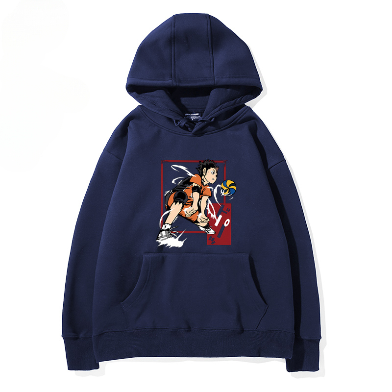 排球少年聯名衛衣2024秋冬新款親子情侶裝薄絨款連帽衛衣