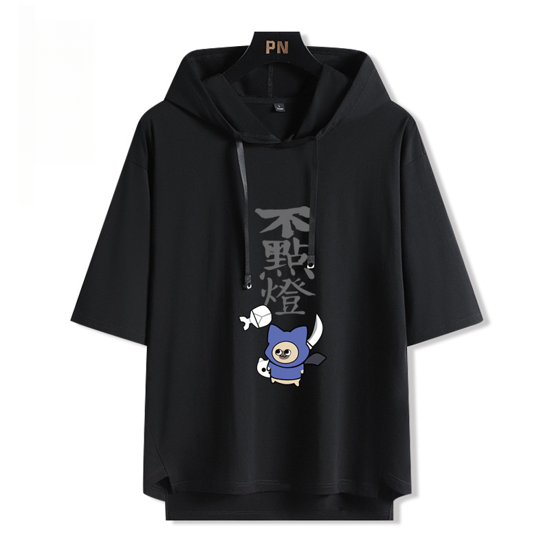 魔物獵人呆貓艾露貓搞怪  連帽短袖T恤