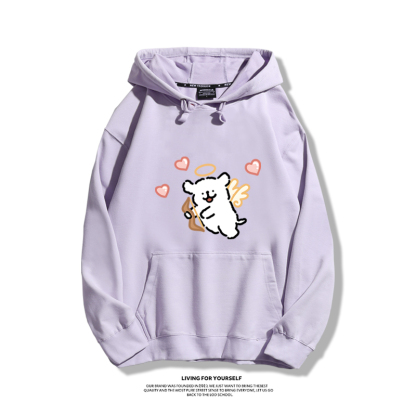 線條小狗聯名衛衣2023秋冬新款親子情侶裝薄絨款連帽衛衣