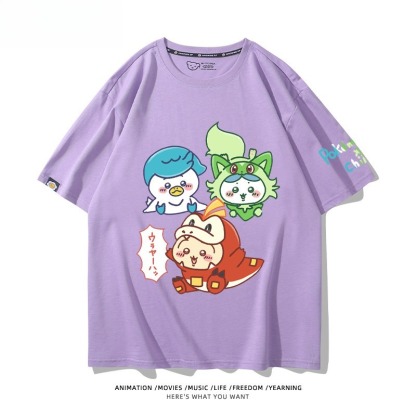 Chiikawa X 寶可夢 2026親子情侶男女同款 印花短袖T恤