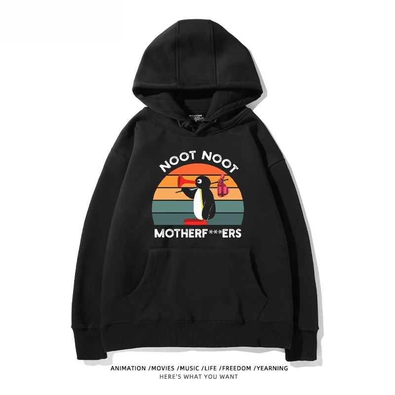 企鵝Pingu 秋冬新款 親子情侶男女連帽衛衣