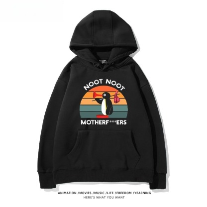 企鵝Pingu 秋冬新款 親子情侶男女連帽衛衣