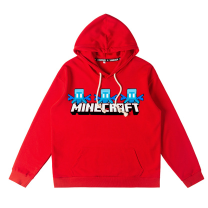 Minecraft我的世界聯名衛衣2024秋冬新款親子情侶裝薄絨款連帽衛衣