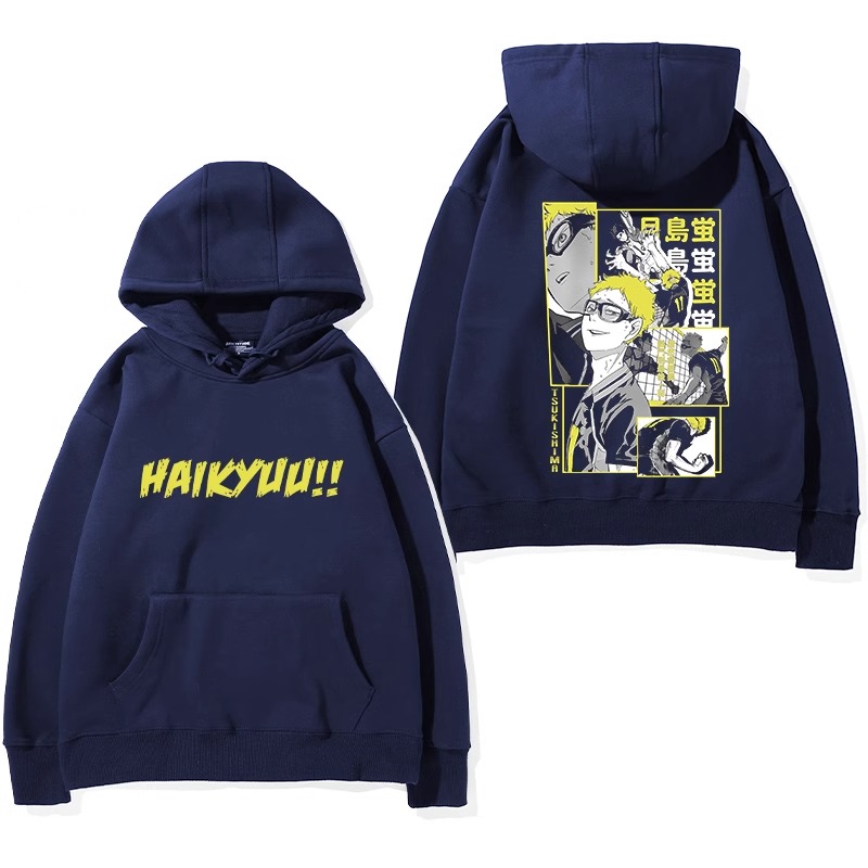 排球少年聯名衛衣2024秋冬新款親子情侶裝薄絨款連帽衛衣