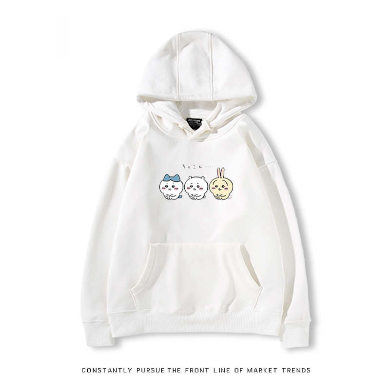 Chiikawa聯名衛衣2024秋冬新款親子情侶裝薄絨款連帽衛衣