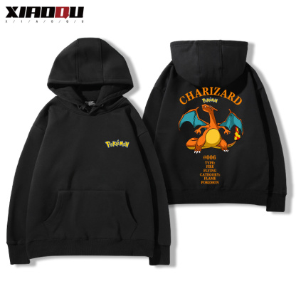 寶可夢聯名衛衣2024秋冬新款親子情侶裝薄絨款連帽衛衣