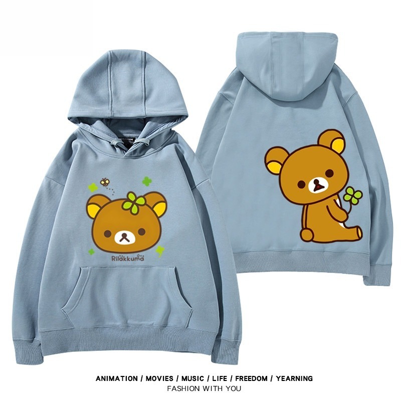 日系拉拉熊 聯名衛衣新款 親子情侶裝連帽衛衣