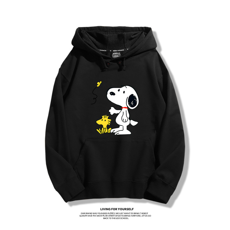 史努比聯名衛衣2023秋冬新款親子情侶裝薄絨款連帽衛衣