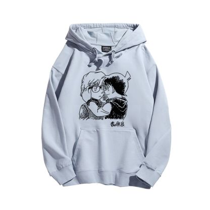 名偵探柯南聯名衛衣2024秋冬新款親子情侶裝薄絨款連帽衛衣